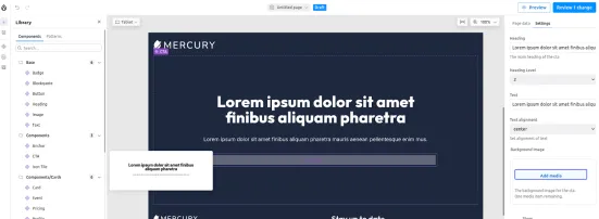 Strona budowana z pomocą Drupal Canvas