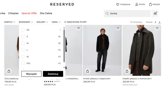 Reserved - nawigacja fasetowa