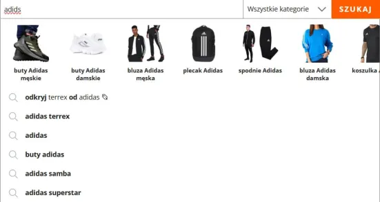 Przykład słabego UX w przypadku wyszukiwarki