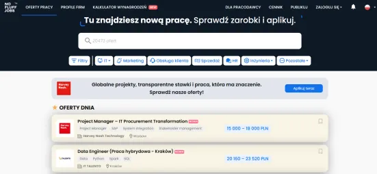 WordPress – strona internetowa No Fluff Jobs