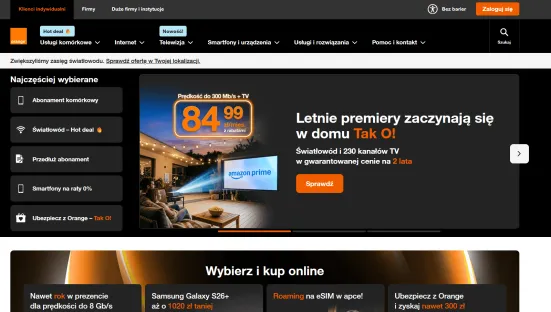 Strona Orange oparta na WordPressie