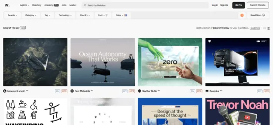 Inspiracje na stronie Awwwards