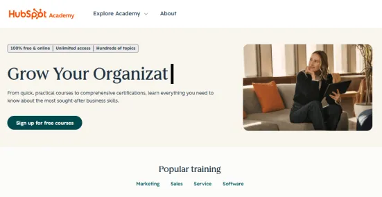 Strona internetowa HubSpot Academy