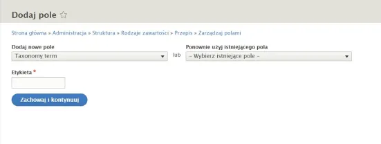 Dodawanie pola w panelu