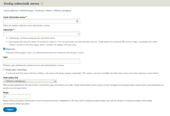 Dodawanie nowego odnośnika