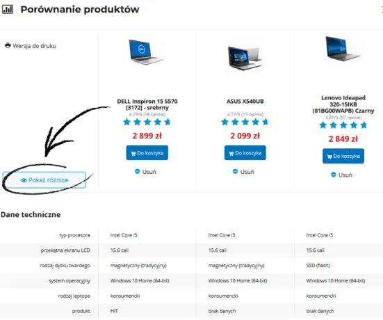 Porównywarka sprzętów elektronicznych