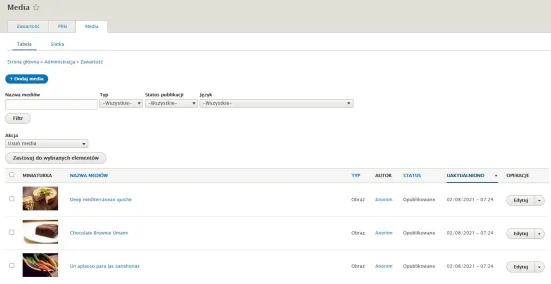 Przeglądanie mediów w panelu