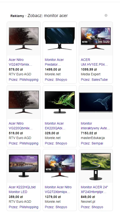 Reklama Google Shopping