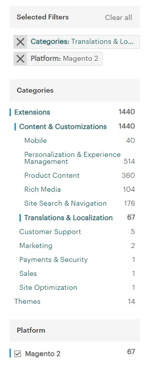 Paczki językowe Magento