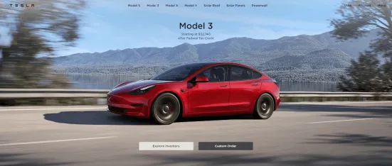 Tesla's website
