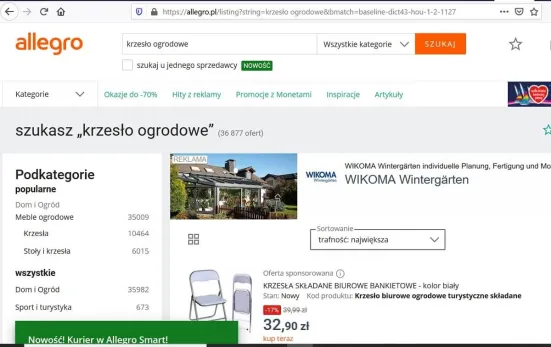 Sortowanie w wyszukiwarce Allegro