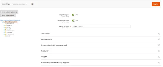 Kategorie produktów w Magento 2