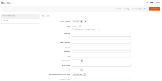 Tworzenie konta klienta w Magento