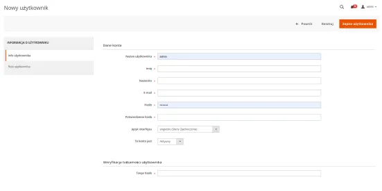 Dodawanie nowego użytkownika do Magento
