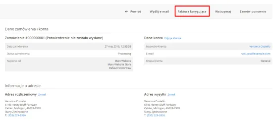 Faktura korygująca w sklepie Magento
